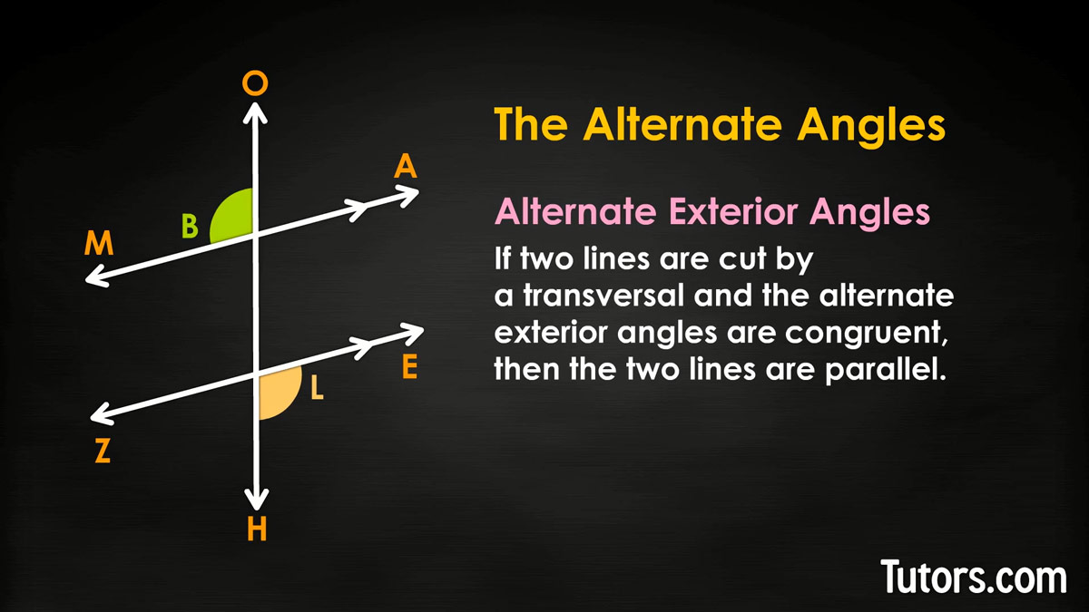 Alternate Exterior Angles Made By A Transversal And Parallel Lines