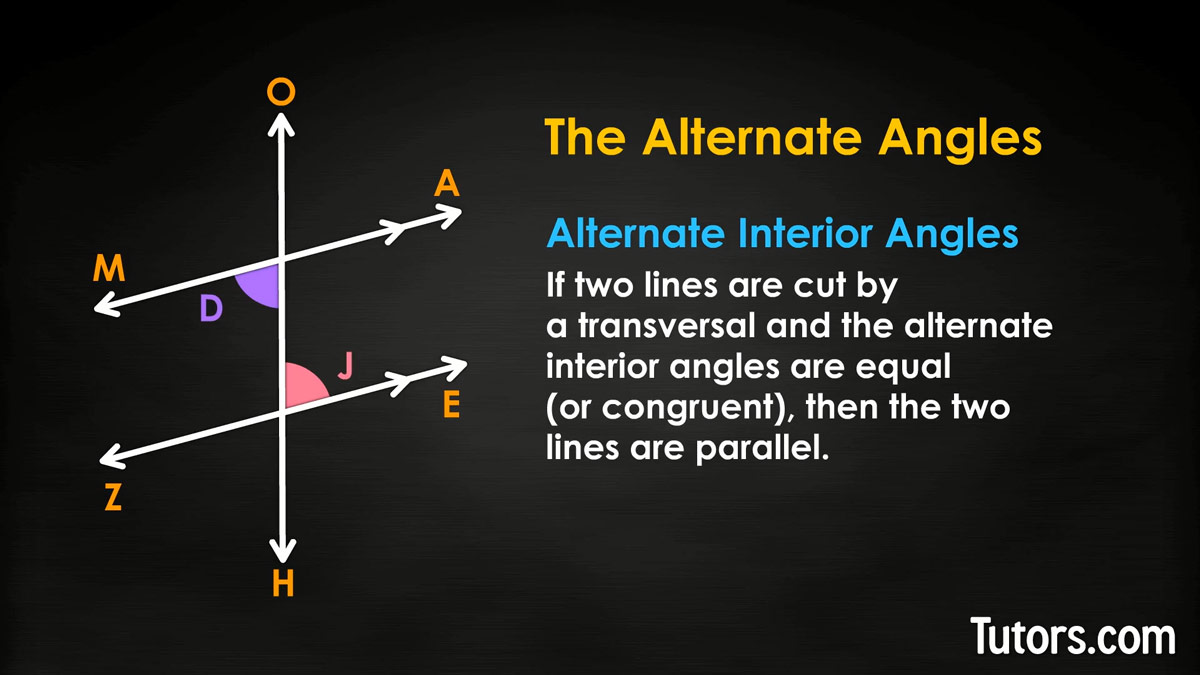 Alternate Interior Angles Made By A Transversal And Parallel Lines