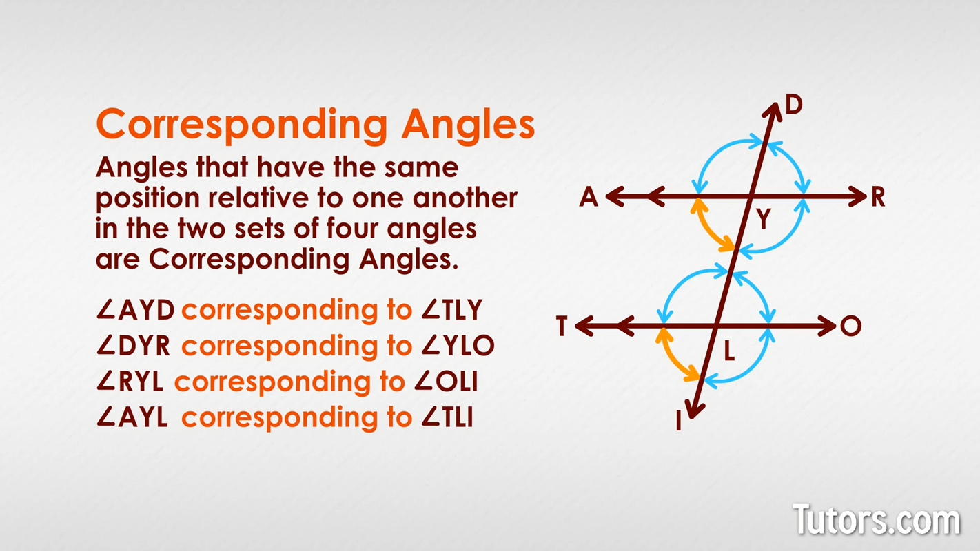 Types of Angle Relationships - Corresponding, Alternate Interior, & More