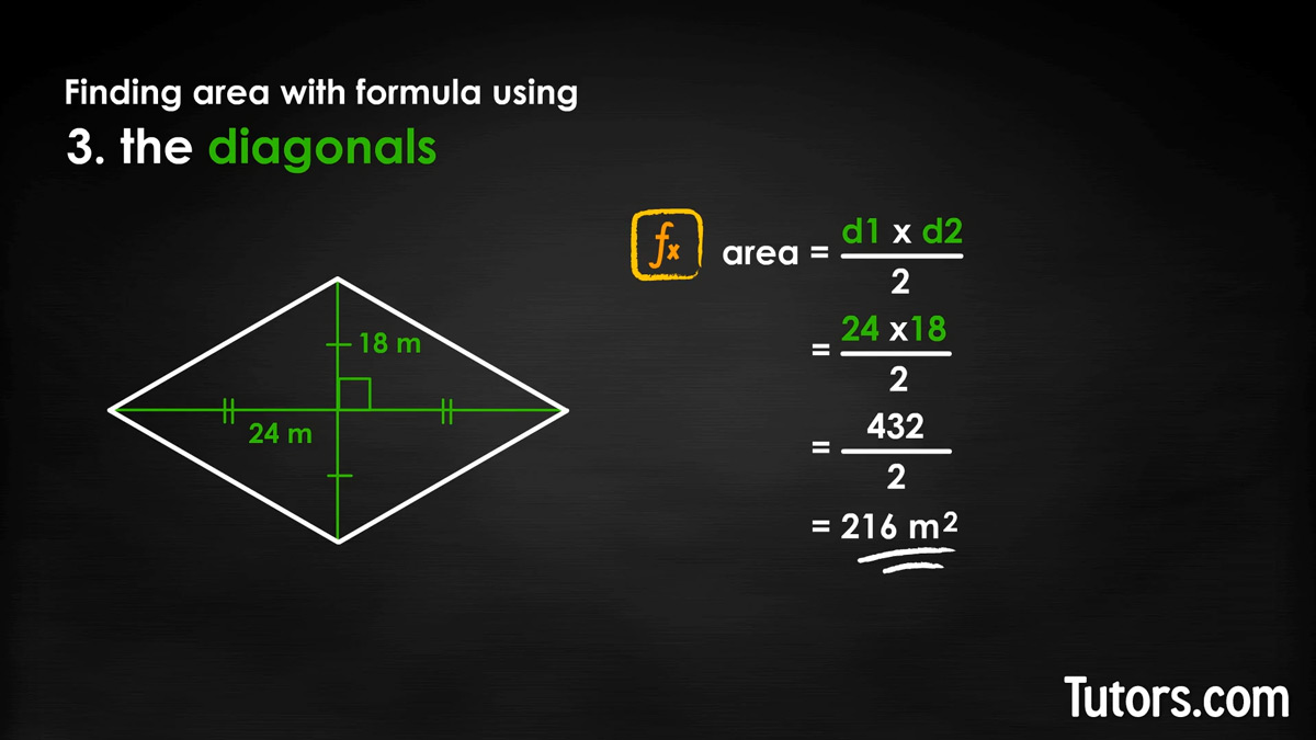 Area of rhombus diagonal formula