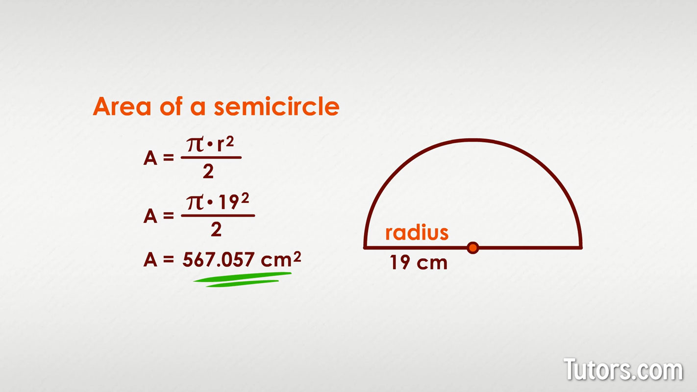 area of a semicircle with diameter of 2