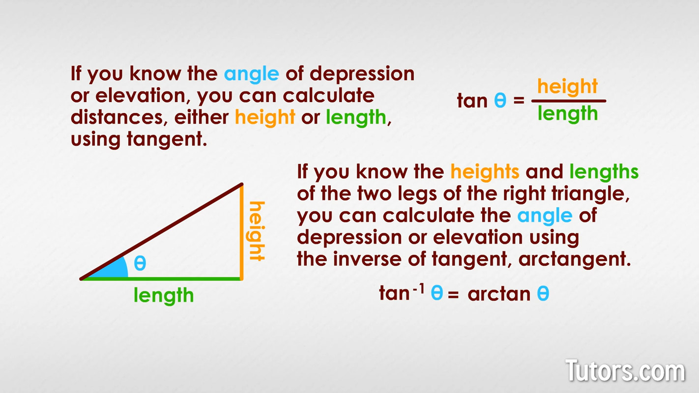 Calculating the height or length of a triangle with angles of depression or elevation