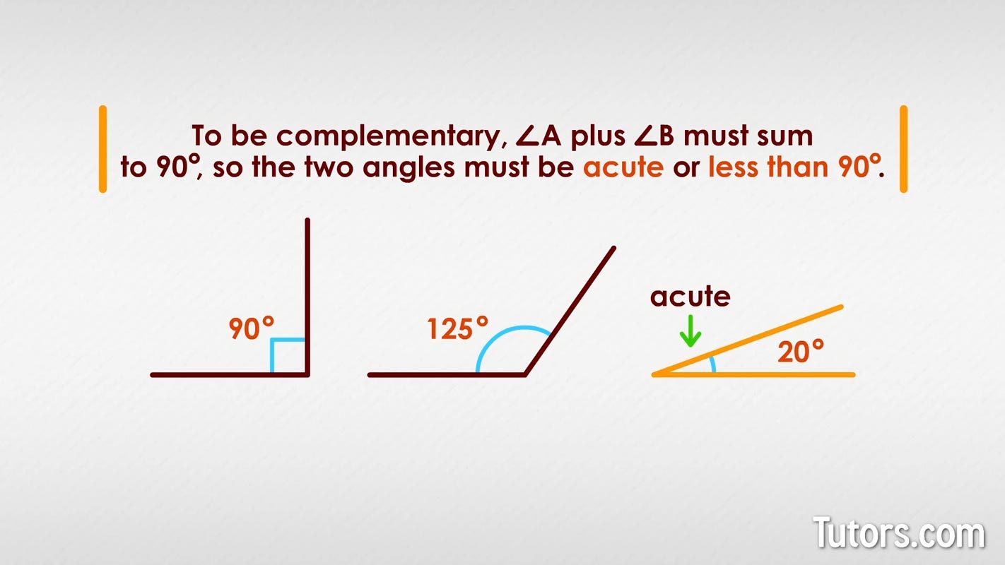 Complementary angles example acute angle