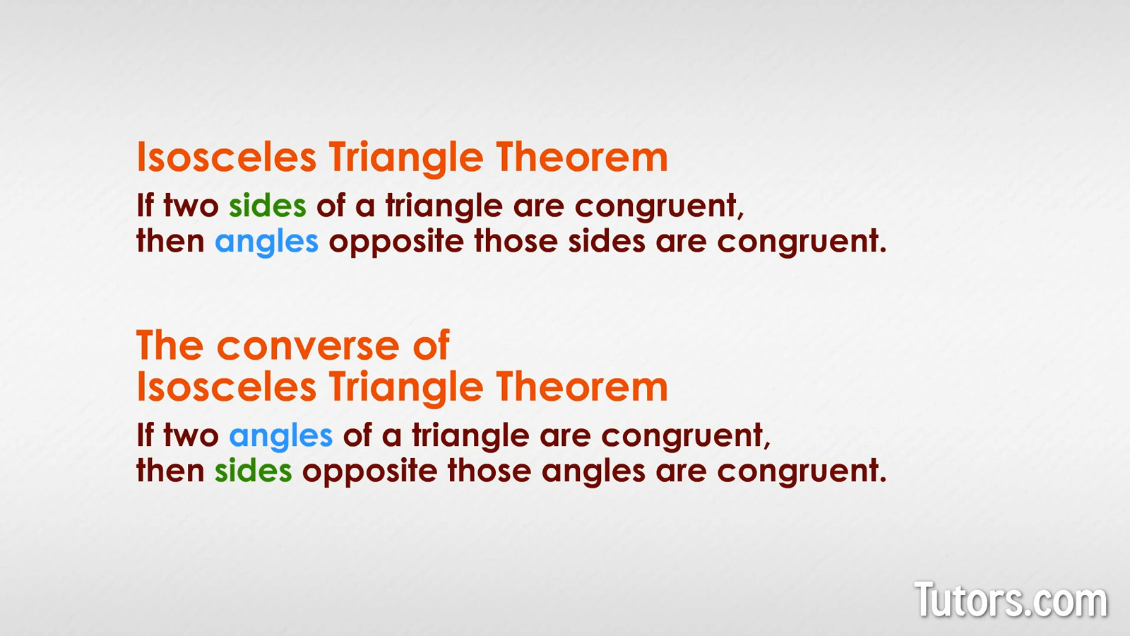 Converse Of the Isosceles Triangle Theorem