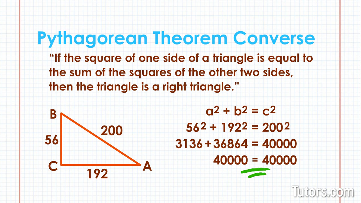 Applying The Converse Of The Pythagorean Theorem Examples