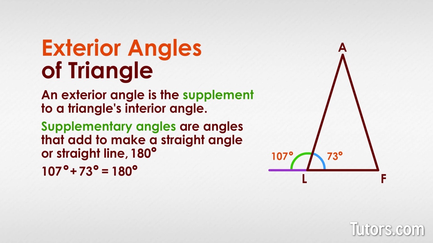 Exterior Angles of Triangle - Definition, Formula, Properties