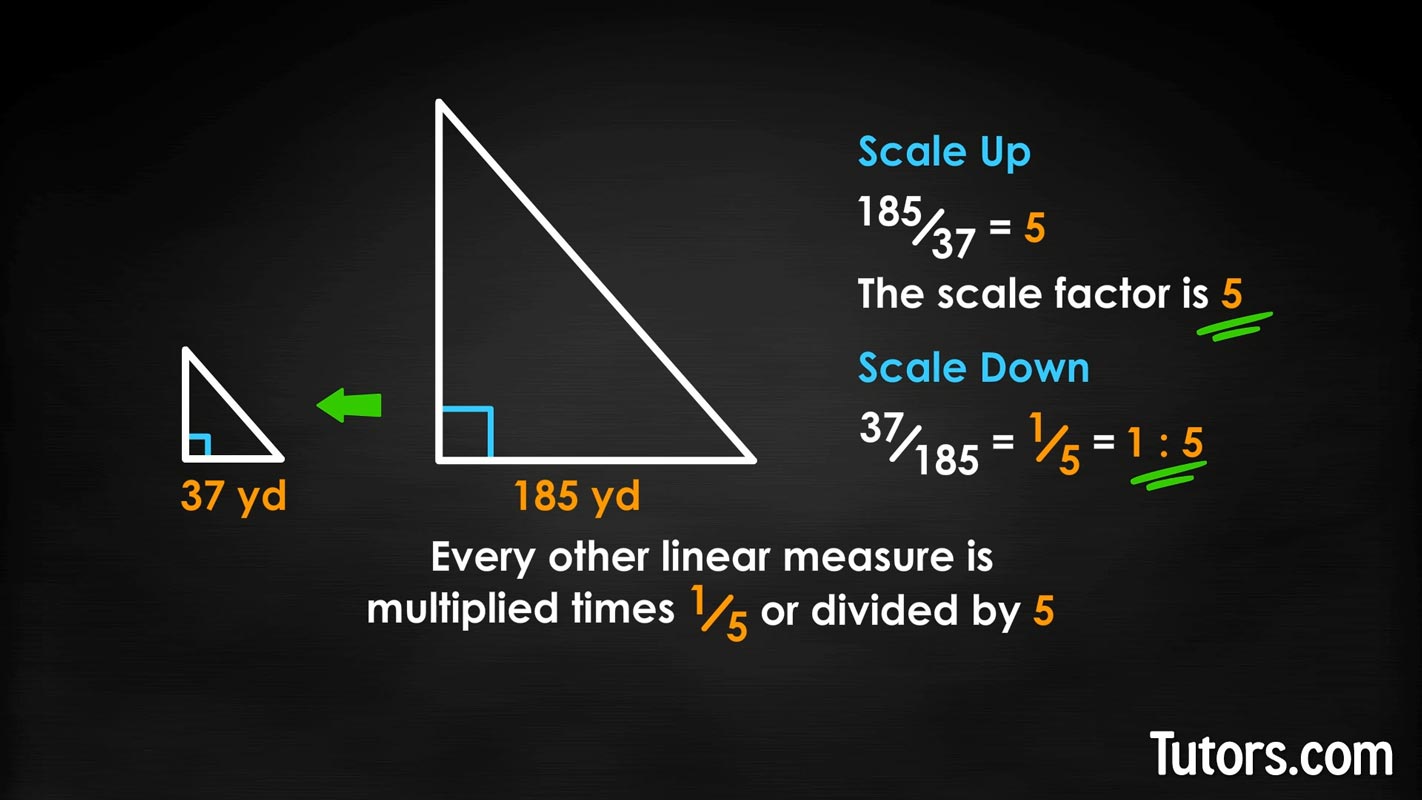 Finding scale factor of similar figures - right triangles example