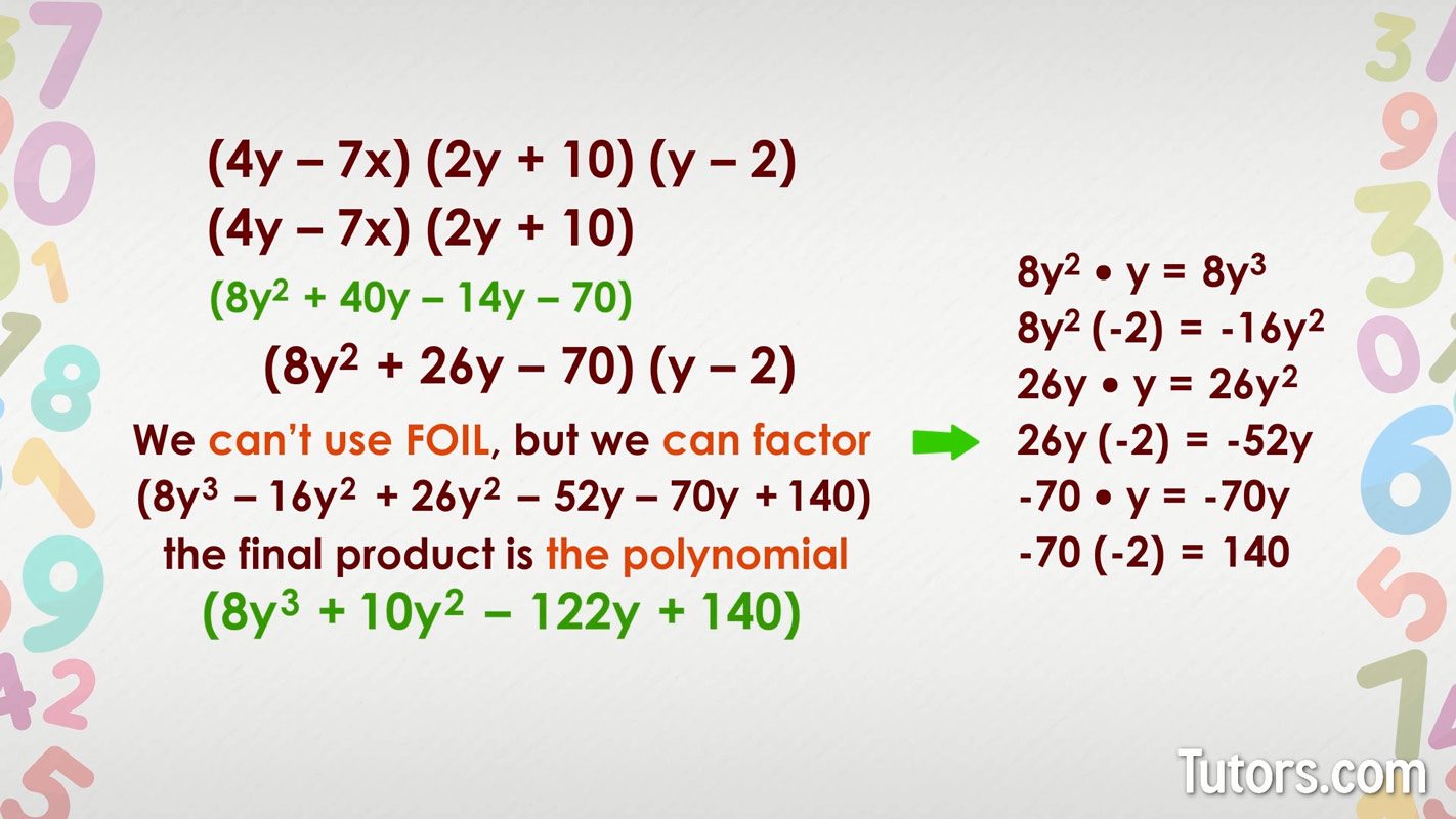 Multiplying three binomials