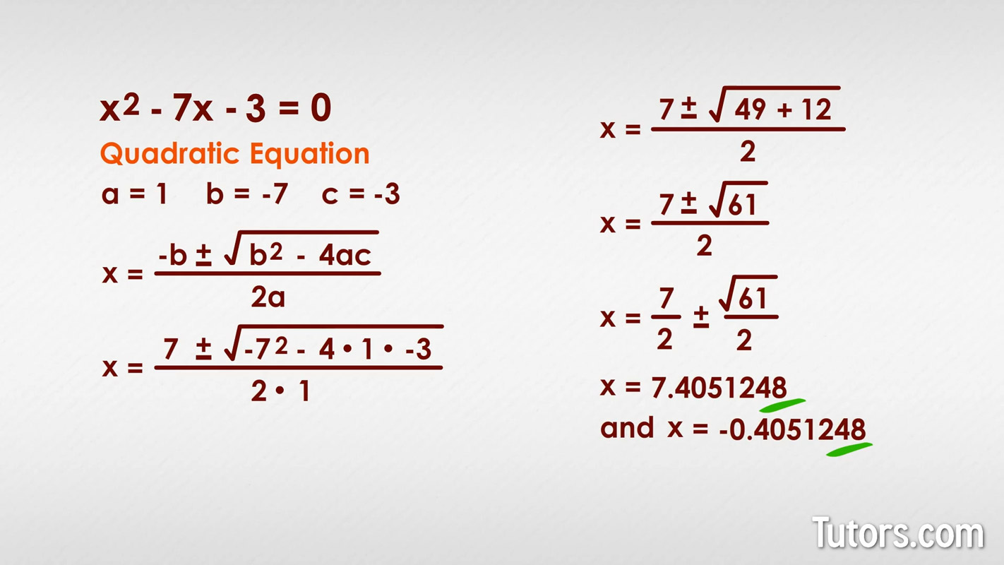 Quadratic Formula — Equation How To Use And Examples 3883