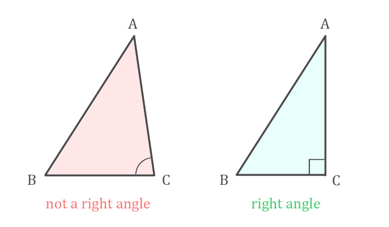 Right triangle compared to non-right triangle