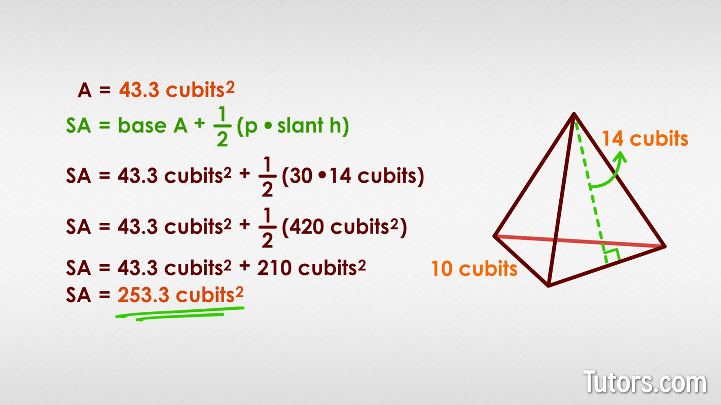 Triangular Pyramid Find Volume And Surface Area Formulas 